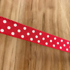 Ruban rouge à pois 17 mm