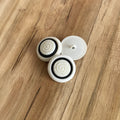 Bouton à tige rond effet tricot blanc/noir